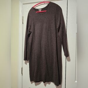 J. Jill Dark Brown Knit Dress LARGE Sweater Dress Midi